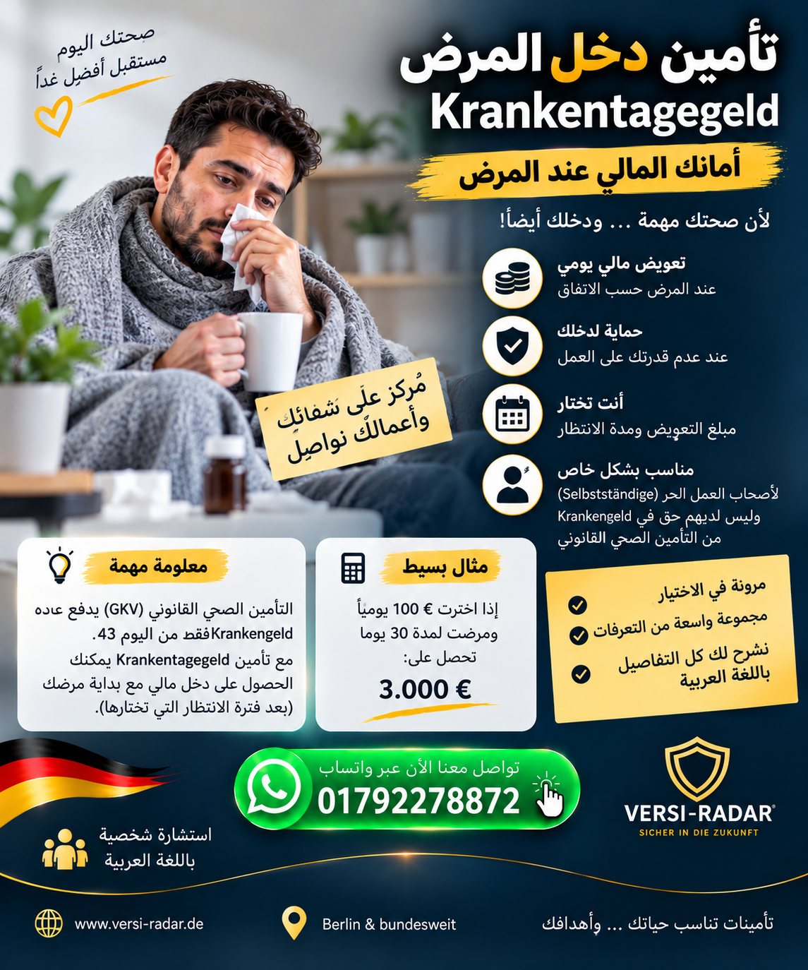 💰 تأمين دخل المرض في ألمانيا – Krankentagegeldversicherung