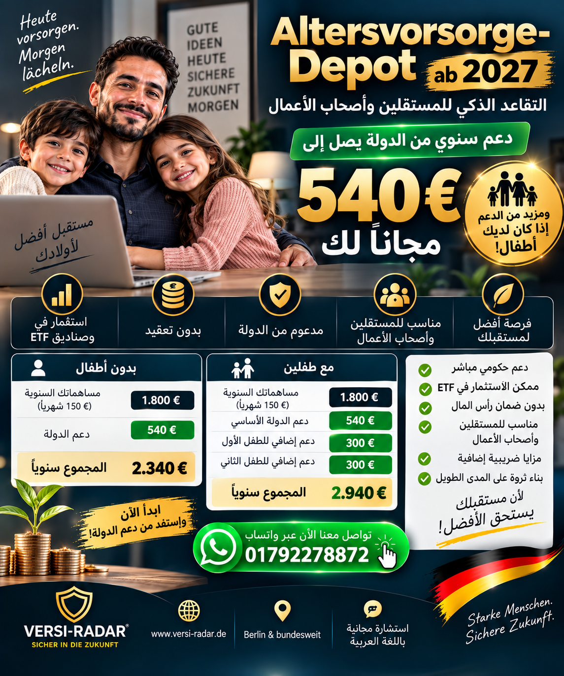 Altersvorsorge-Depot ab 2027 | الدعم الحكومي والتقاعد في ألمانيا
